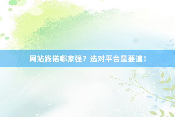 网站践诺哪家强？选对平台是要道！