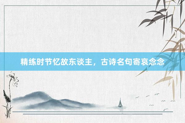 精练时节忆故东谈主，古诗名句寄哀念念